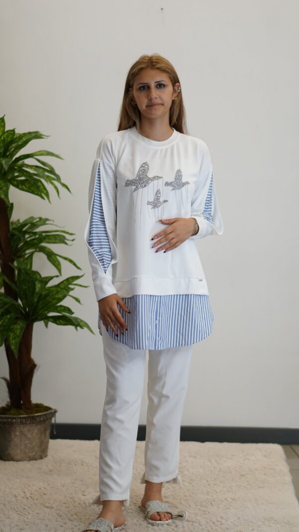 Kuş İşlemeli Moda Tunik